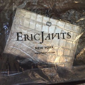 NT Eric Javits Brazilian Leather Silver Clutch